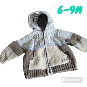 Children Place Knit Embroider Fall Wonter Hooded Jacket Zipper Bear Infant 6-9M